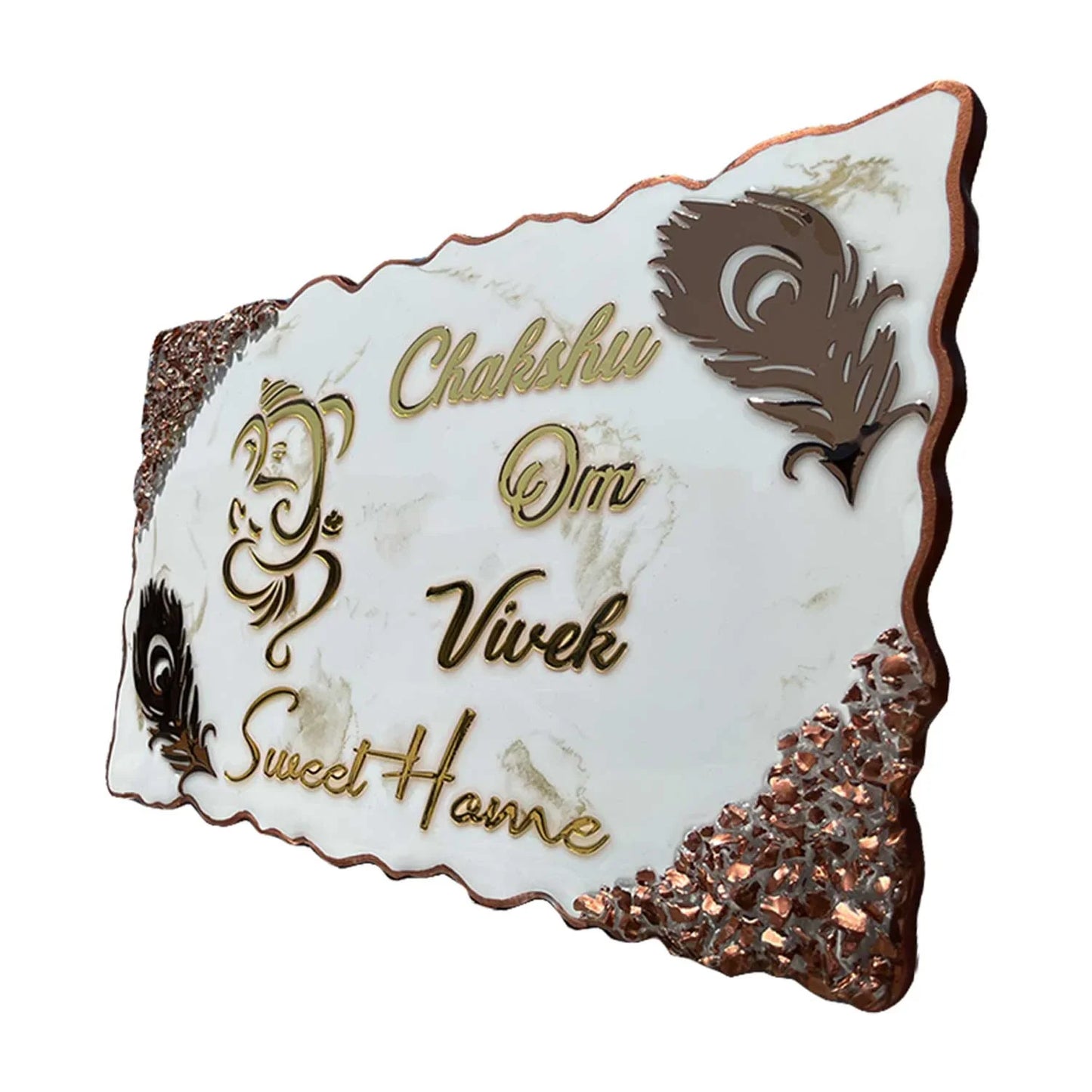 Golden Grace - Ganesha Nameplate with Rose Gold Crystals