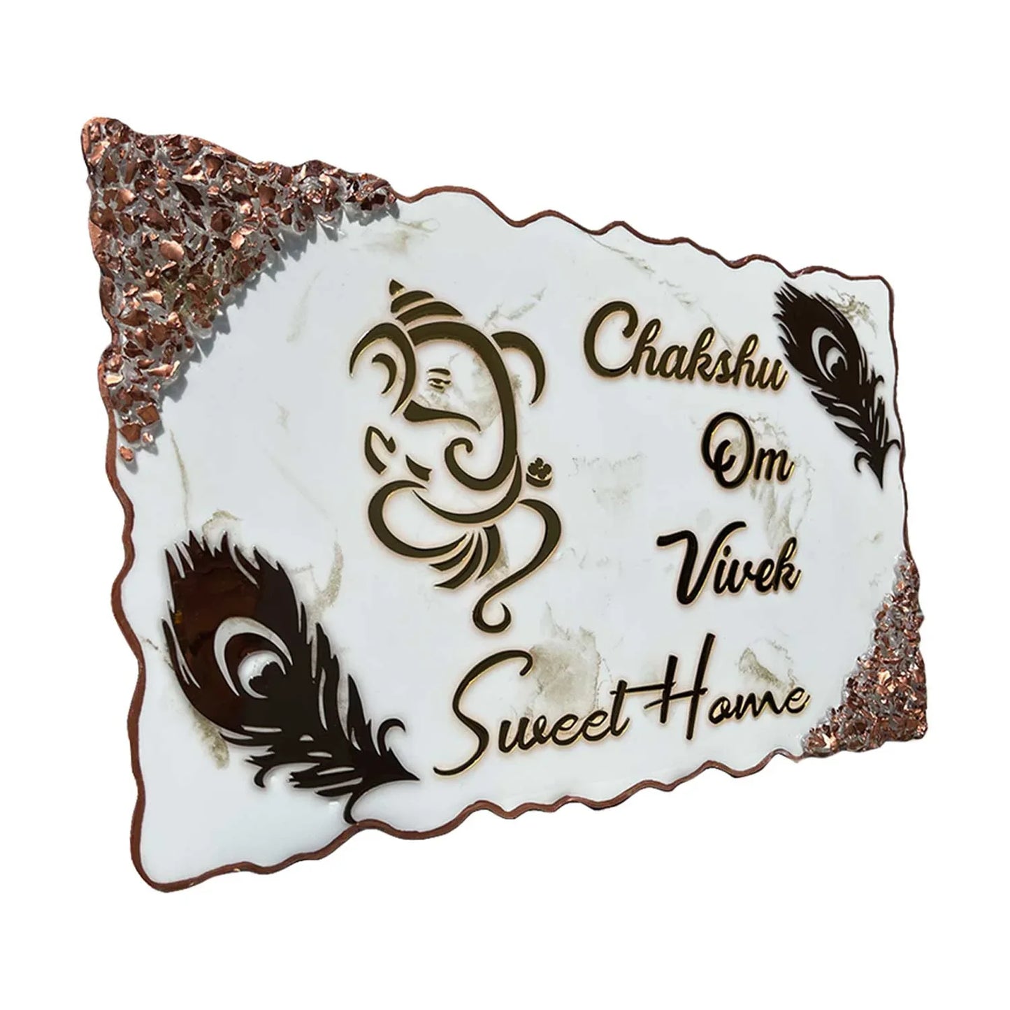 Golden Grace - Ganesha Nameplate with Rose Gold Crystals