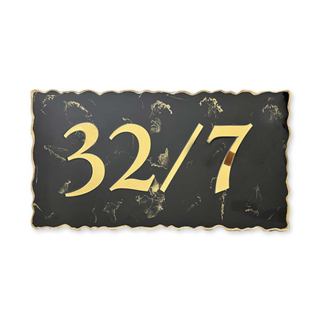 Black and Gold Marble Resin Nameplate