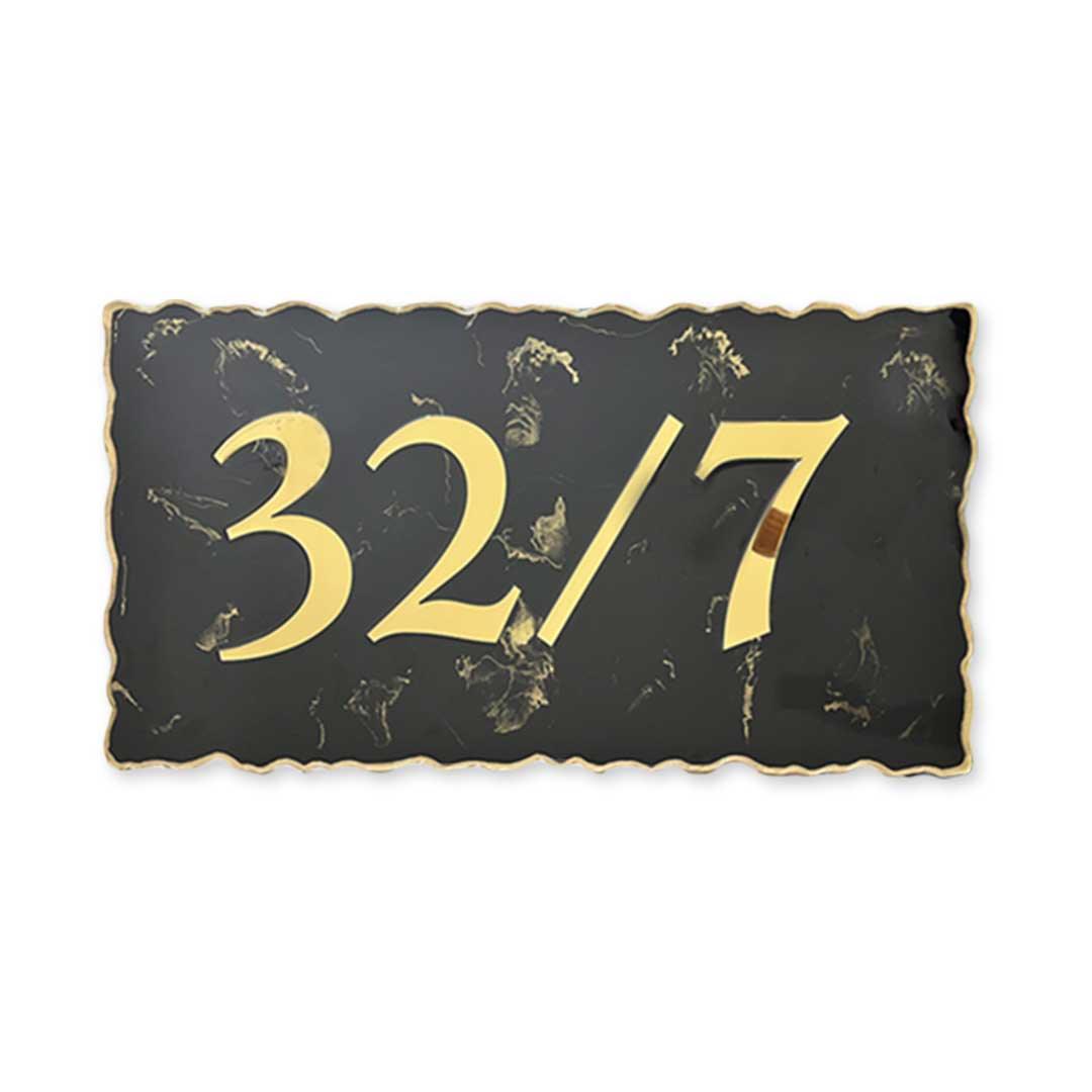 Black and Gold Marble Resin Nameplate