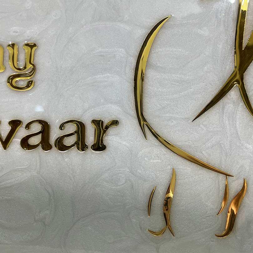 Krishnaganesh - Pearl White Swirl Design Resin Nameplate