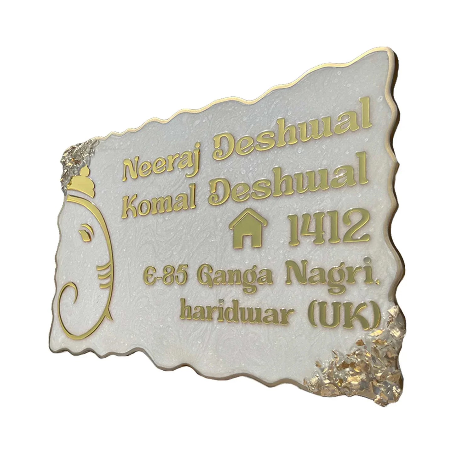 Shubh Aarambh - Ganesha Swirl Resin Nameplate