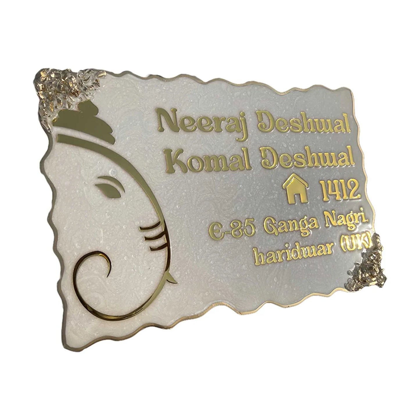 Shubh Aarambh - Ganesha Swirl Resin Nameplate