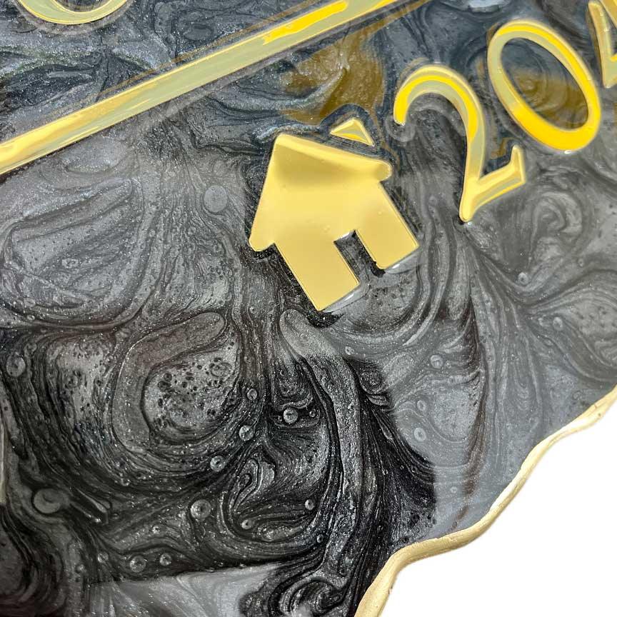 Reza - Pearl Black Swirl Design Resin Nameplate