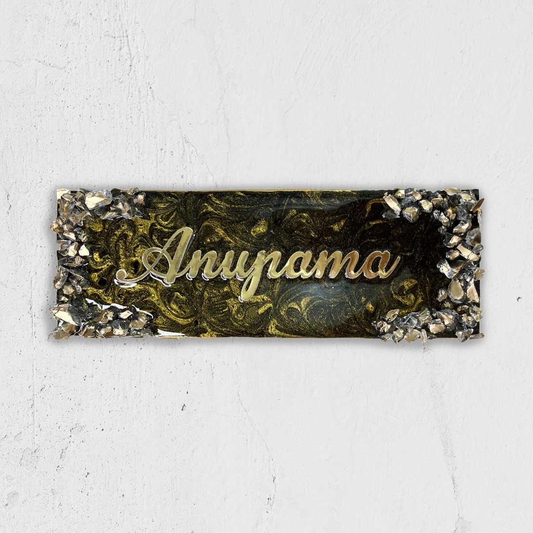 Anupama - Metallic Golden and Black Resin Nameplate
