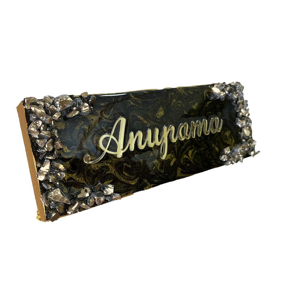 Anupama - Metallic Golden and Black Resin Nameplate