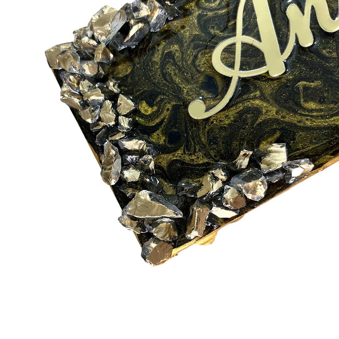 Anupama - Metallic Golden and Black Resin Nameplate