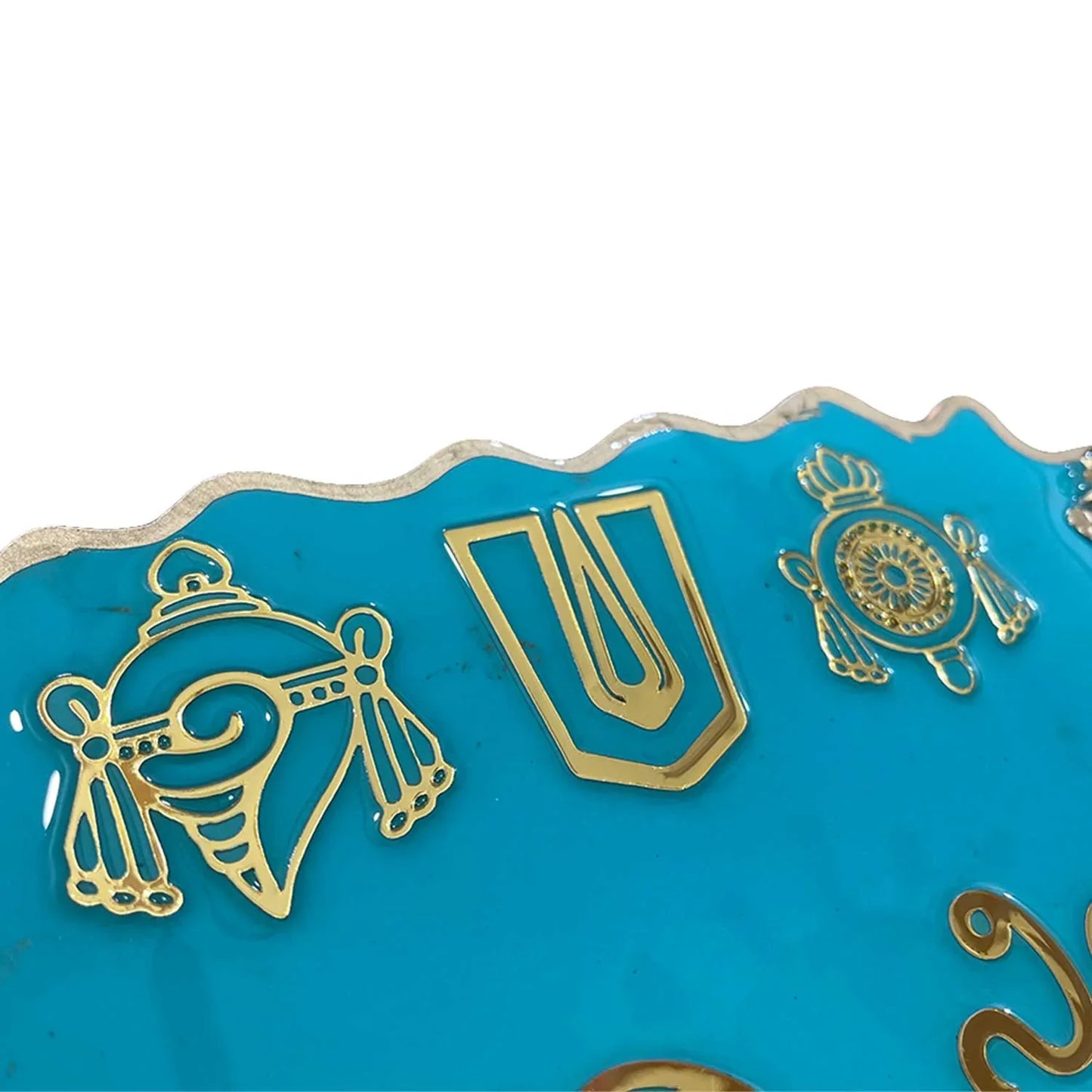 Pacific Blue Oval Zigzag Shape Resin Nameplate