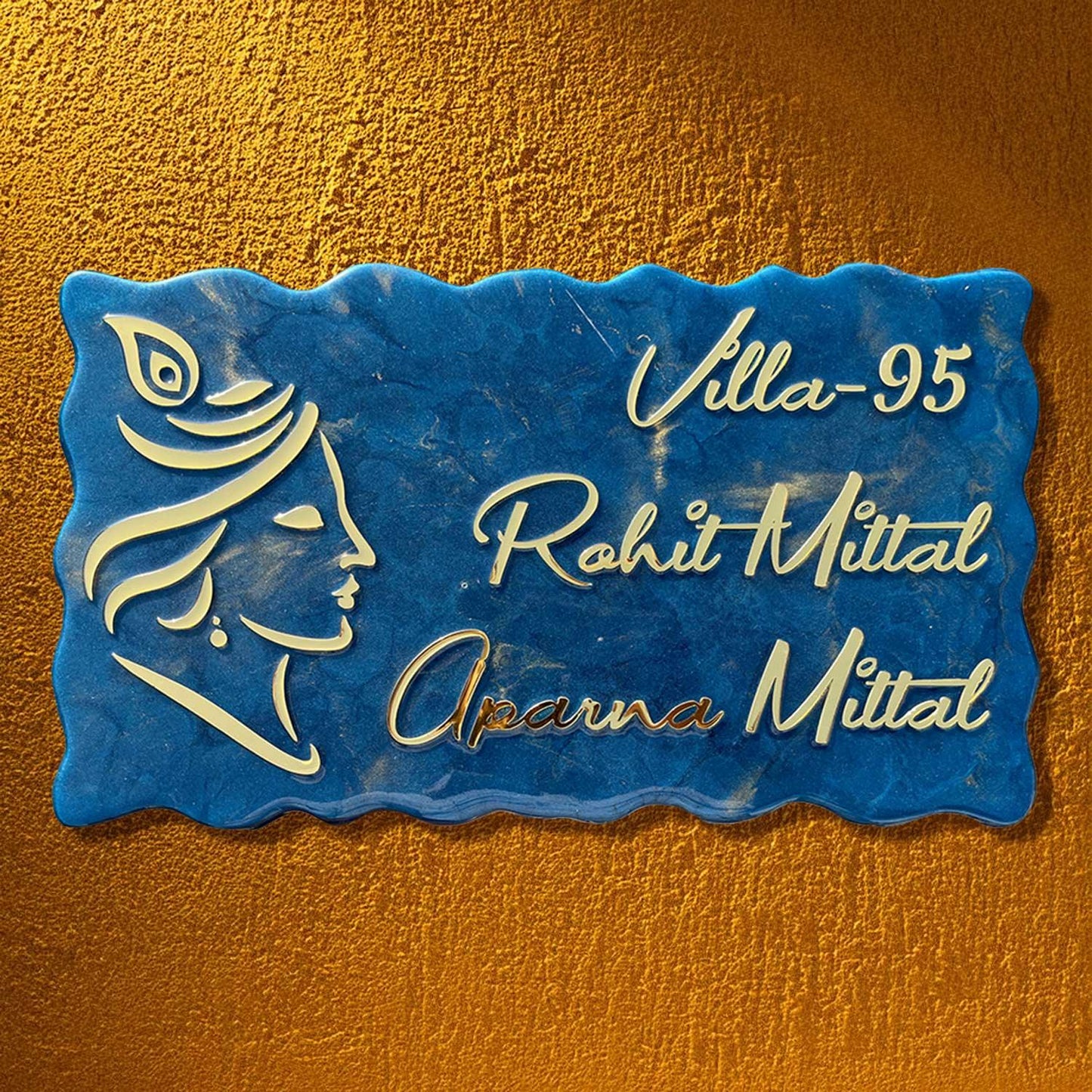 Shree Krishna - Metallic Blue Resin Nameplate