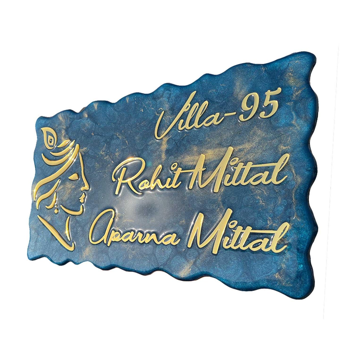 Shree Krishna - Metallic Blue Resin Nameplate