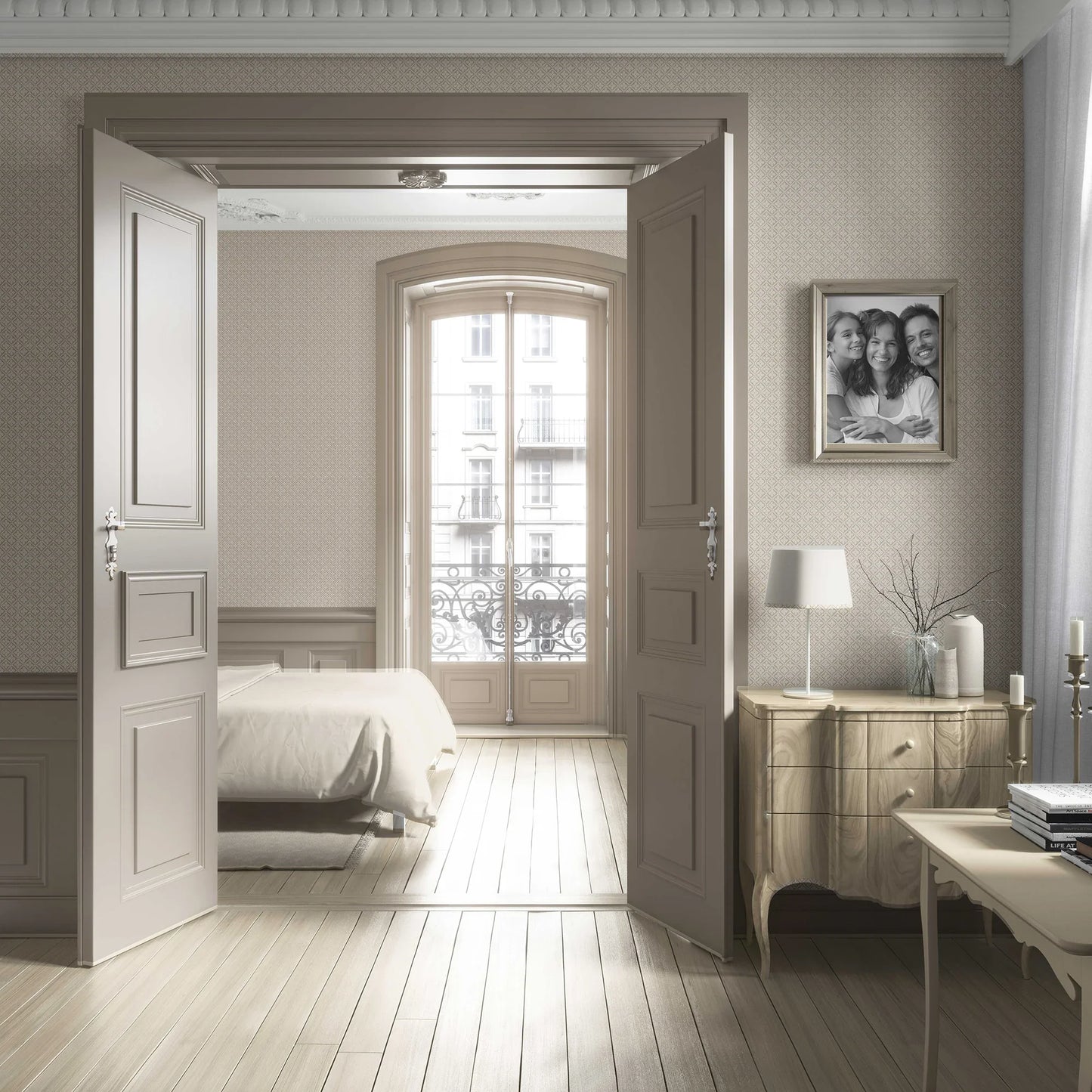 Jharokha Lattice Wallpaper - Warm Beige