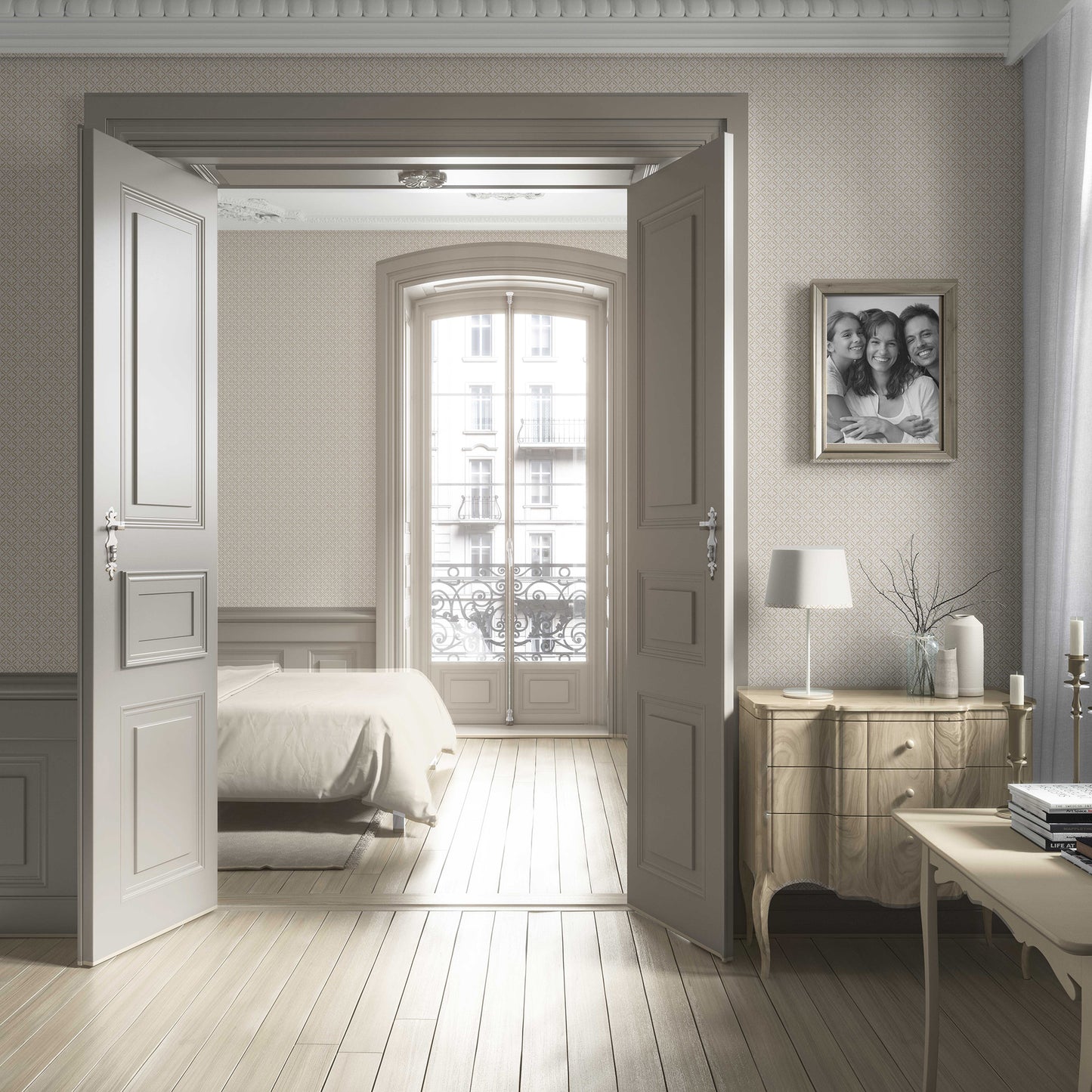 Jharokha Lattice Wallpaper - Soft Ivory