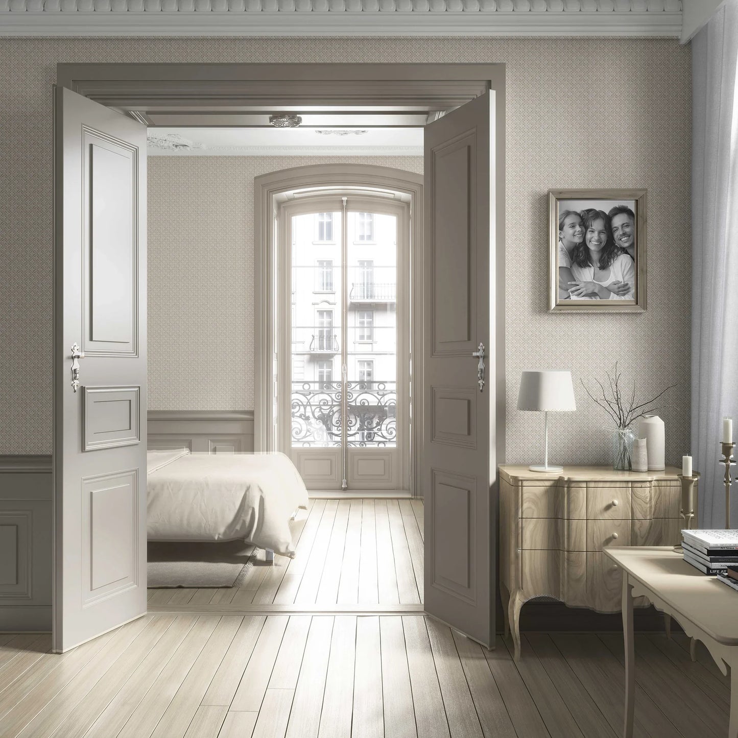 Jharokha Lattice Wallpaper - Soft Ivory