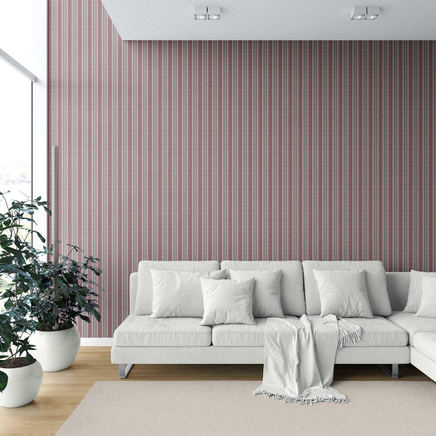 Mehrun Lines Wallpaper - Regal Maroon