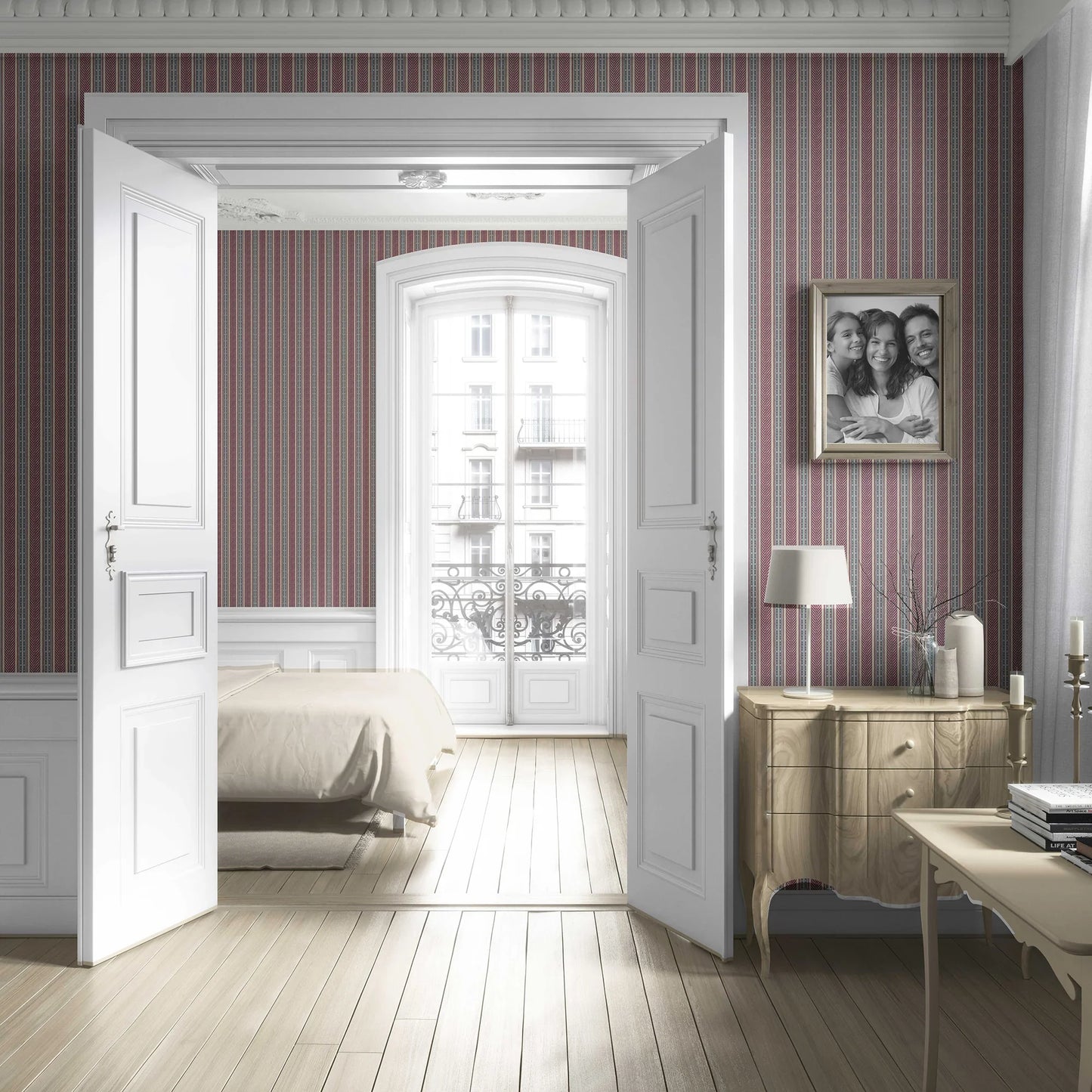 Mehrun Lines Wallpaper - Regal Maroon