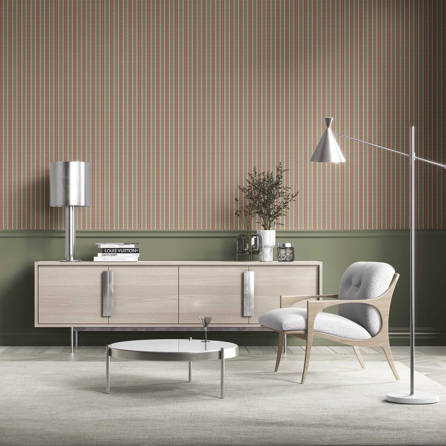 Mehrun Lines Wallpaper - Olive Garnet