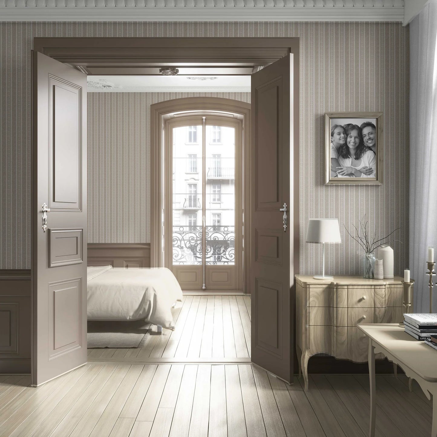 Mehrun Lines Wallpaper - Taupe Mist