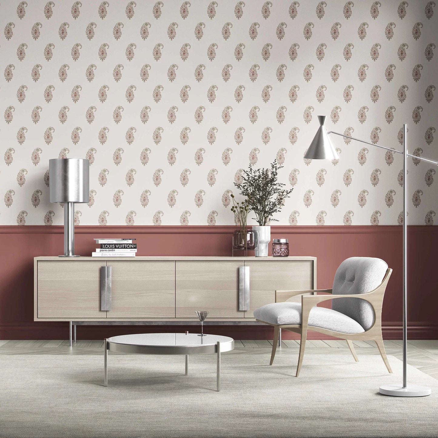 Paisley Court Wallpaper - Antique Rouge