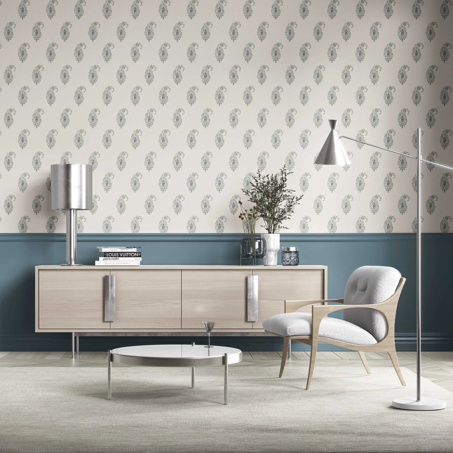 Paisley Court Wallpaper - Sapphire Mist