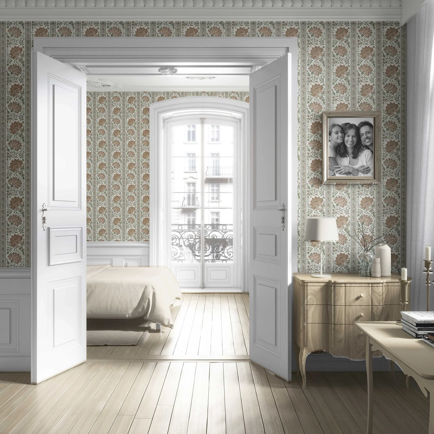 Kusum Vilas Wallpaper - Sandstone Lotus