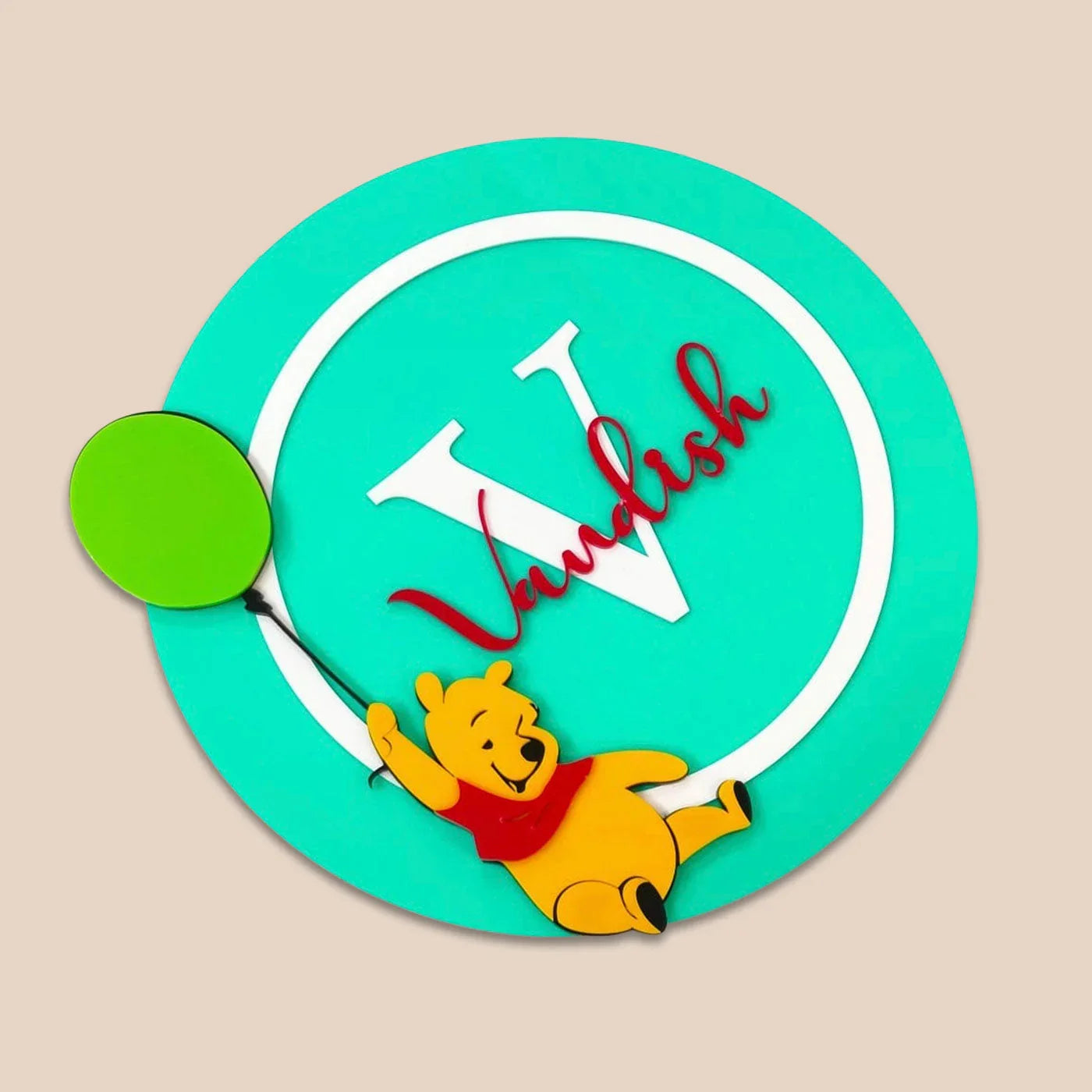 Pooh's Balloon Adventure Name Plaque