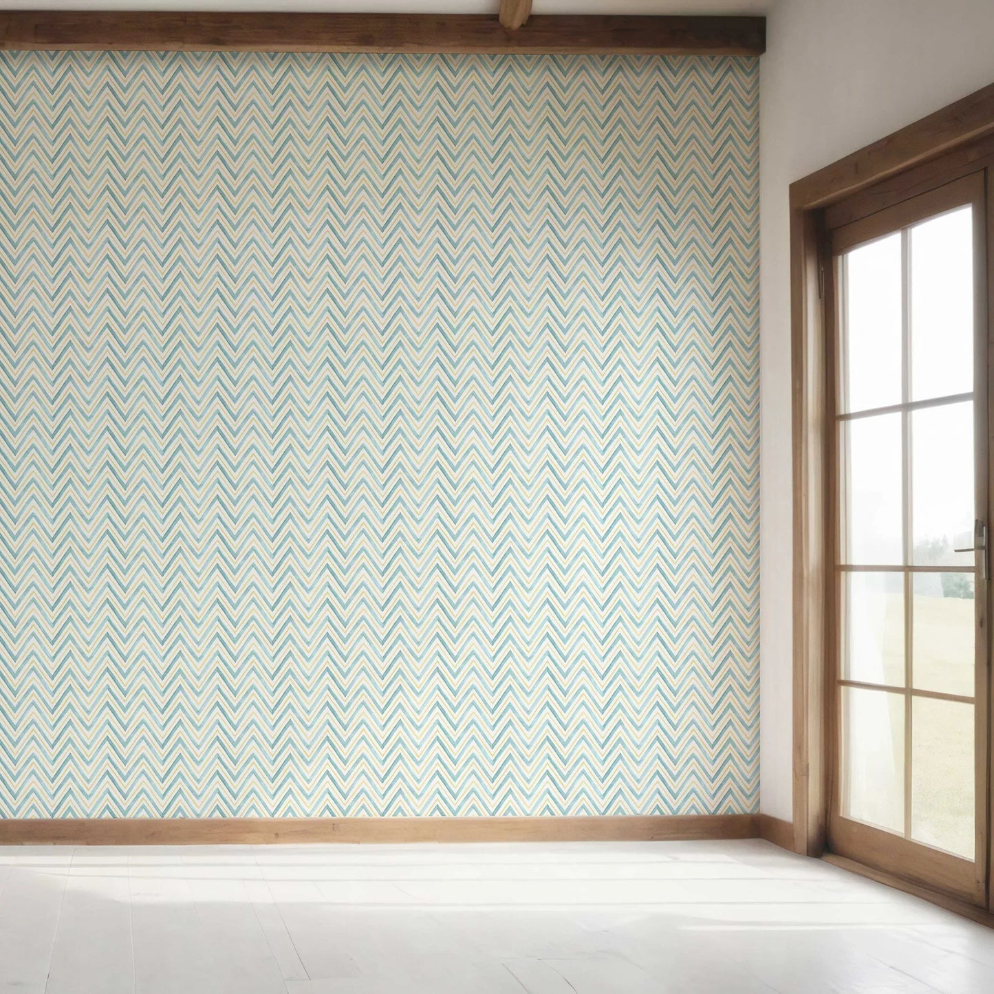 Mehraab Wallpaper - Teal Courtyard