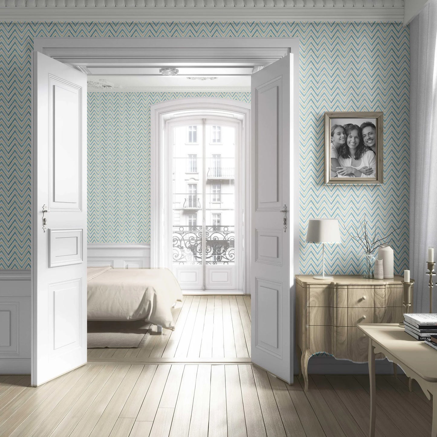 Mehraab Wallpaper - Teal Courtyard