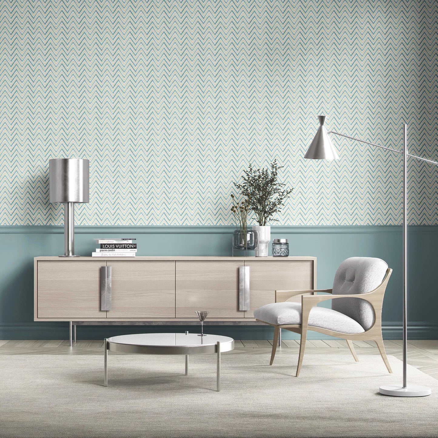 Mehraab Wallpaper - Teal Courtyard