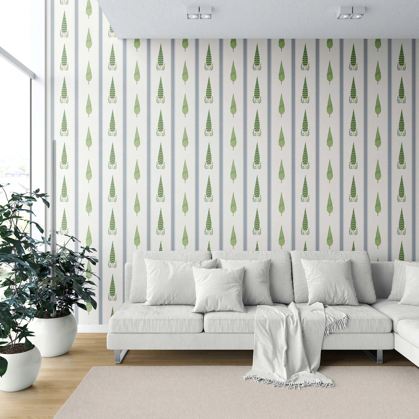 Deodar Wallpaper - Indigo Border
