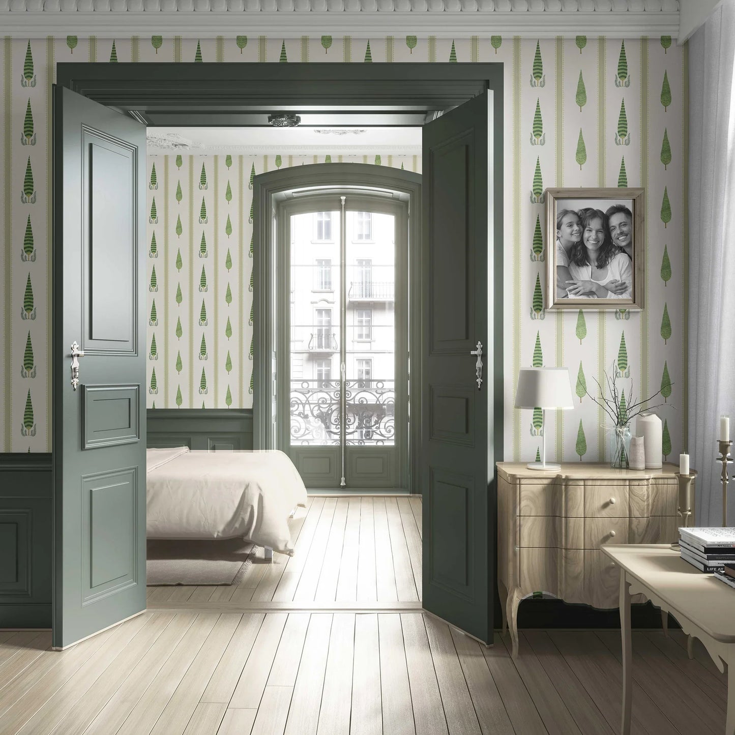 Deodar Wallpaper - Olive Border