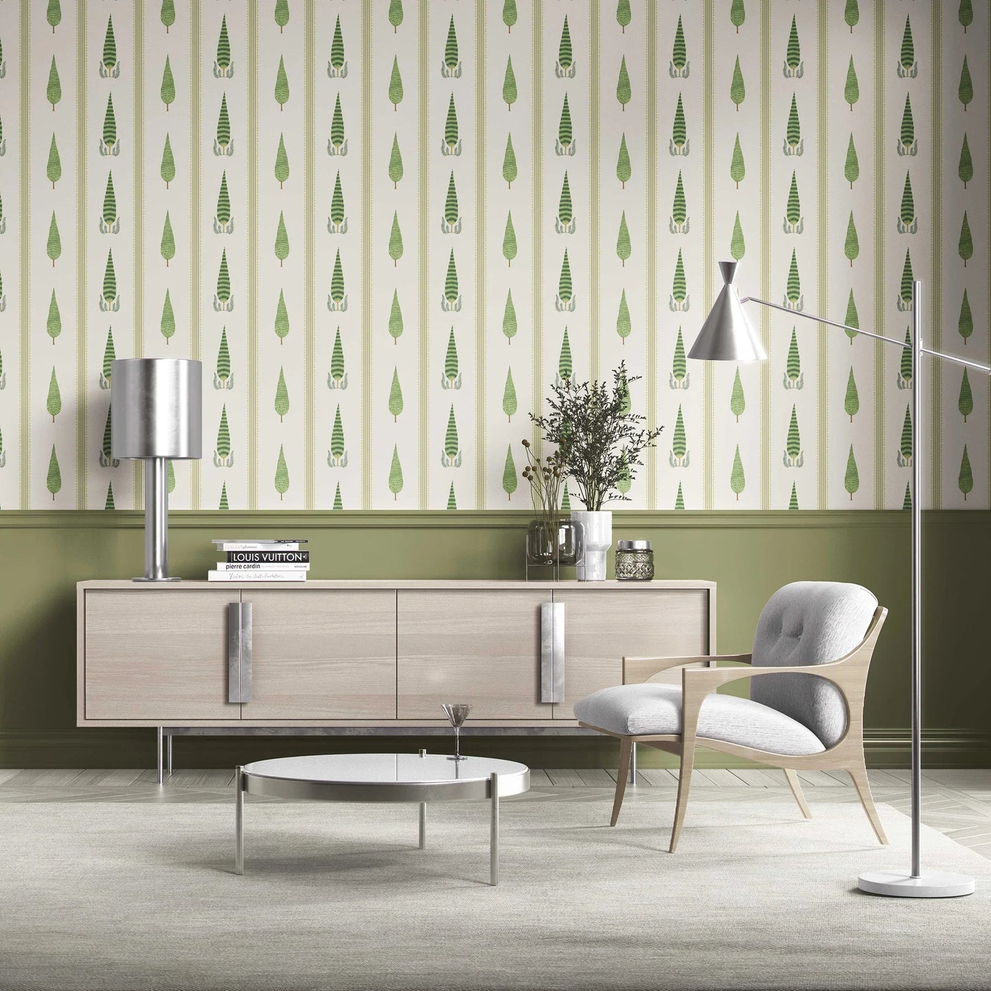 Deodar Wallpaper - Olive Border