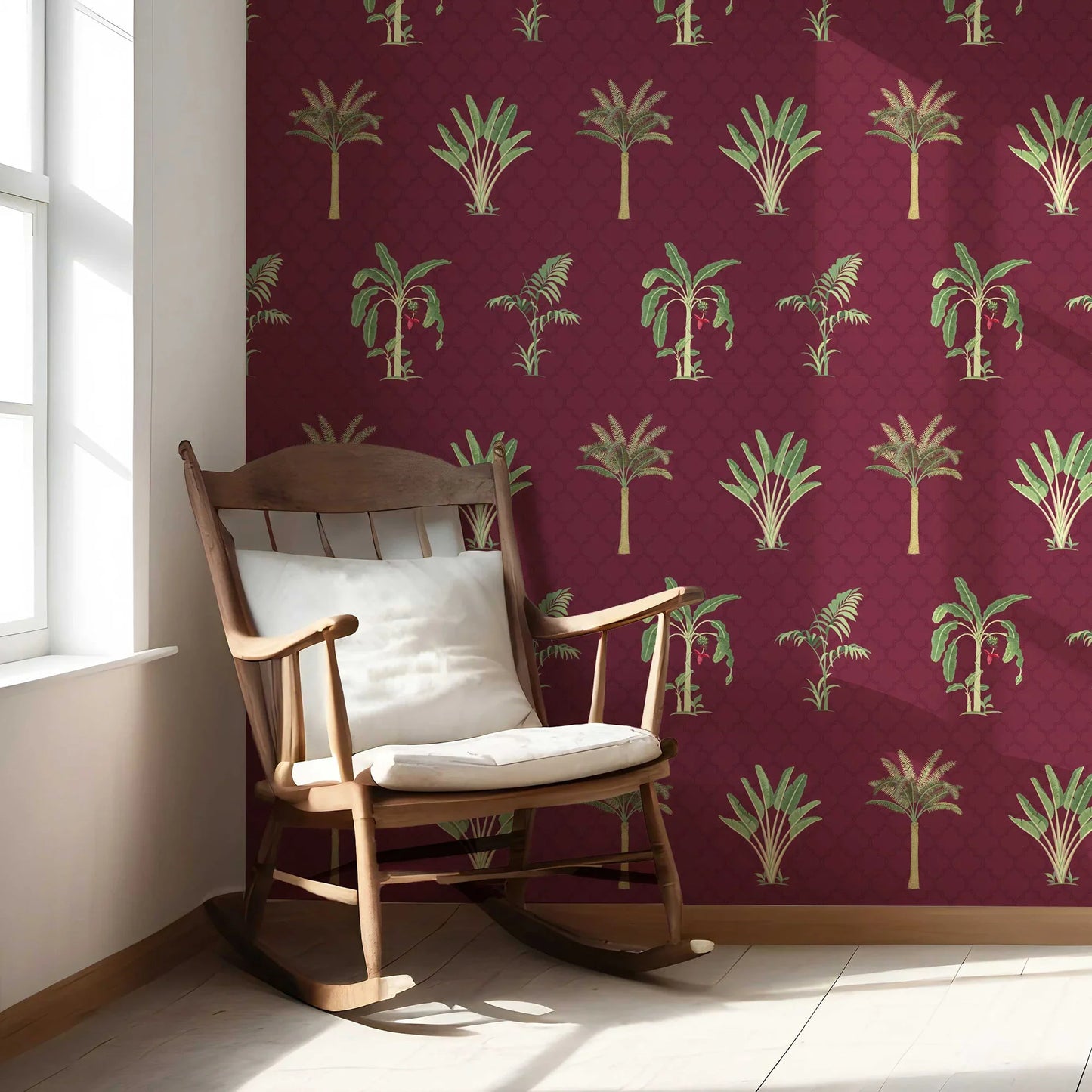 Vatika Wallpaper - Maroon Orchard