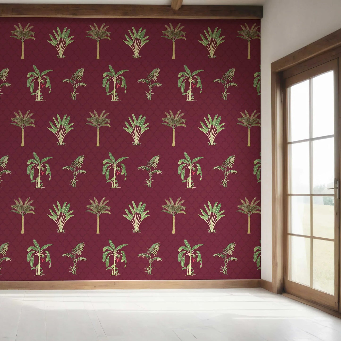 Vatika Wallpaper - Maroon Orchard