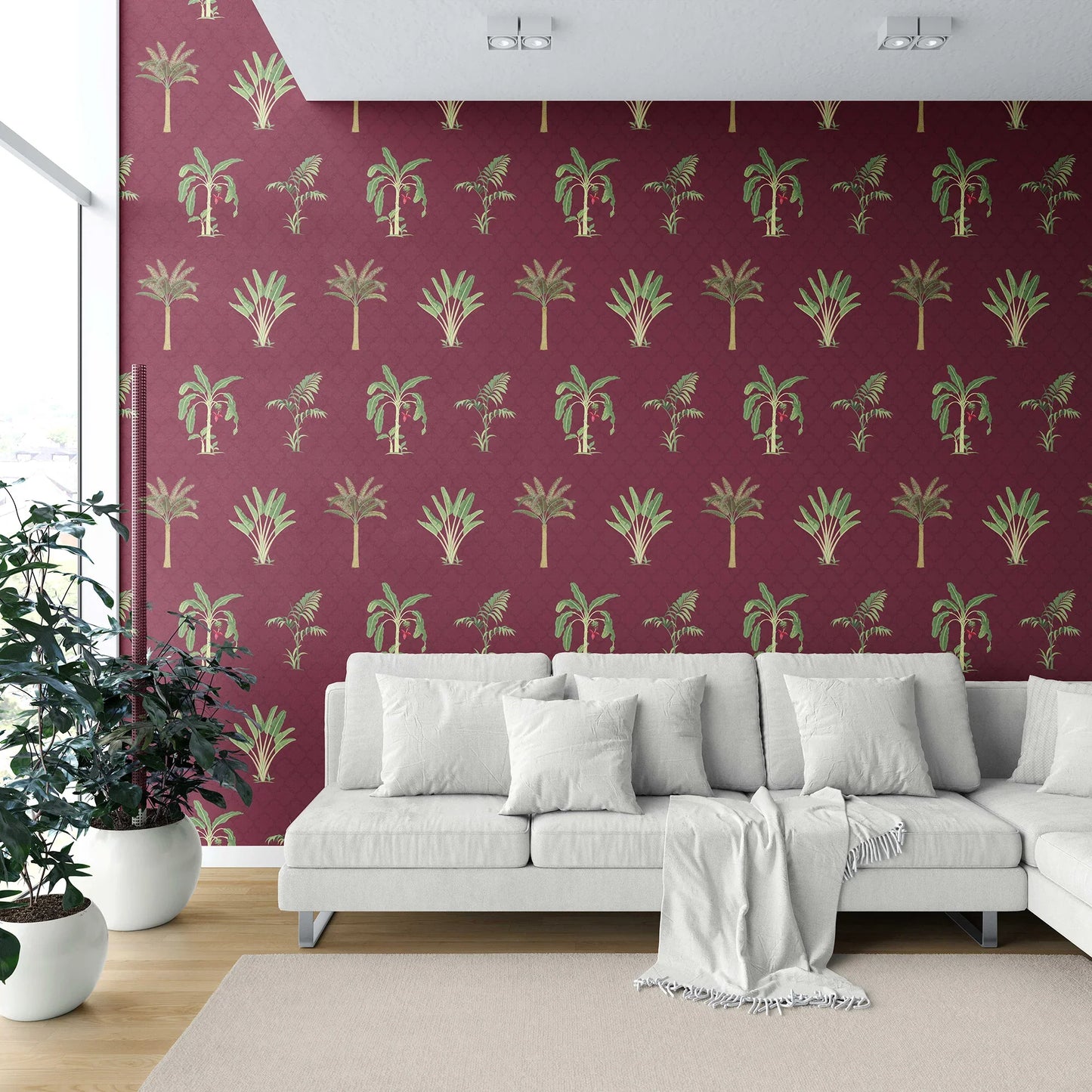 Vatika Wallpaper - Maroon Orchard