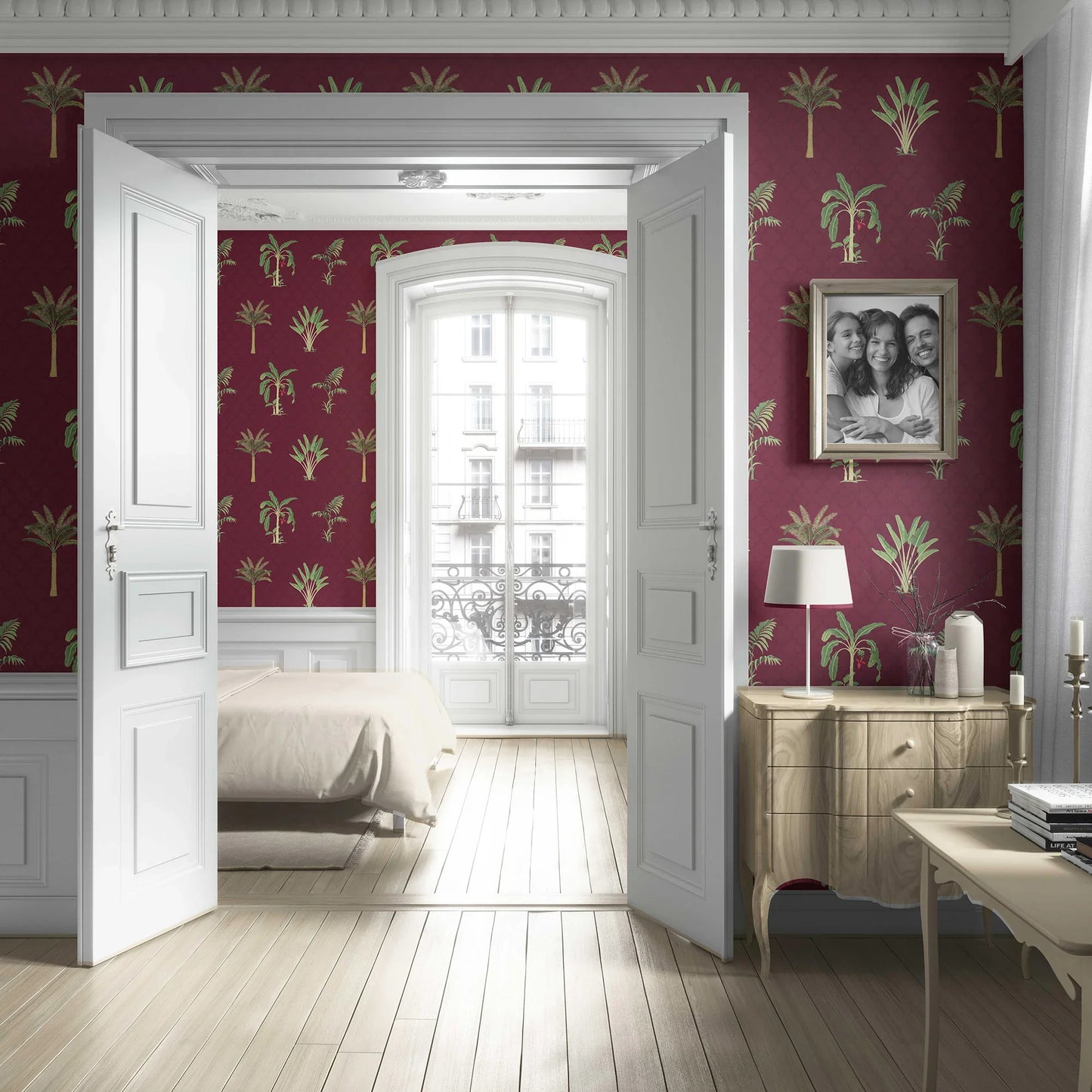 Vatika Wallpaper - Maroon Orchard