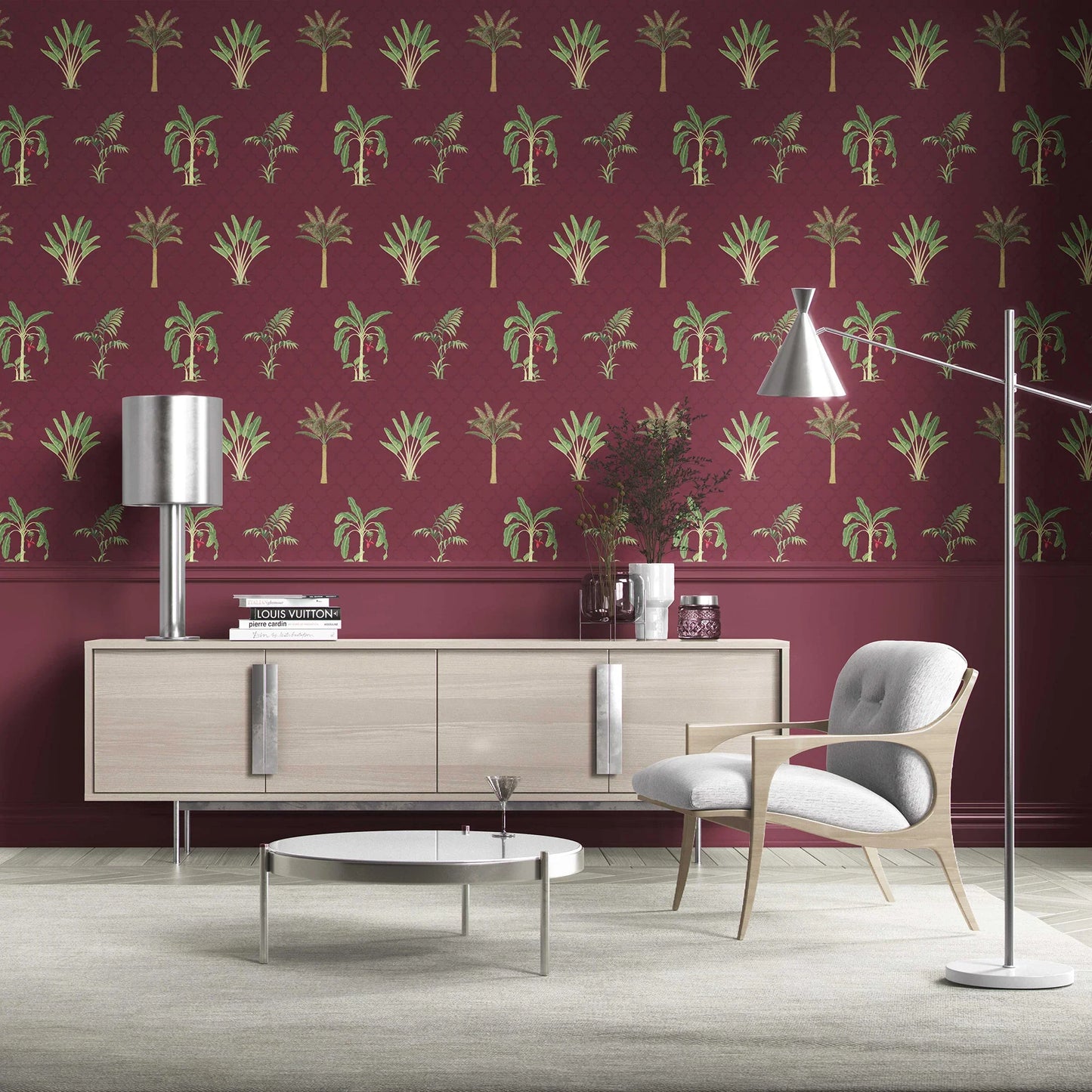 Vatika Wallpaper - Maroon Orchard