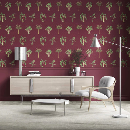 Vatika Wallpaper - Maroon Orchard