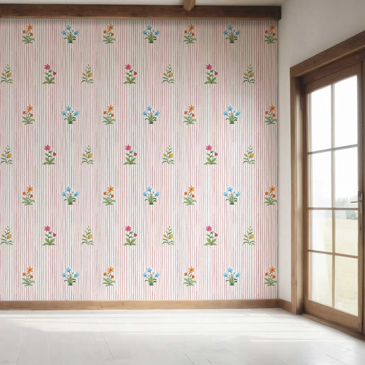 Phoolrekha Wallpaper - Rose Stripe