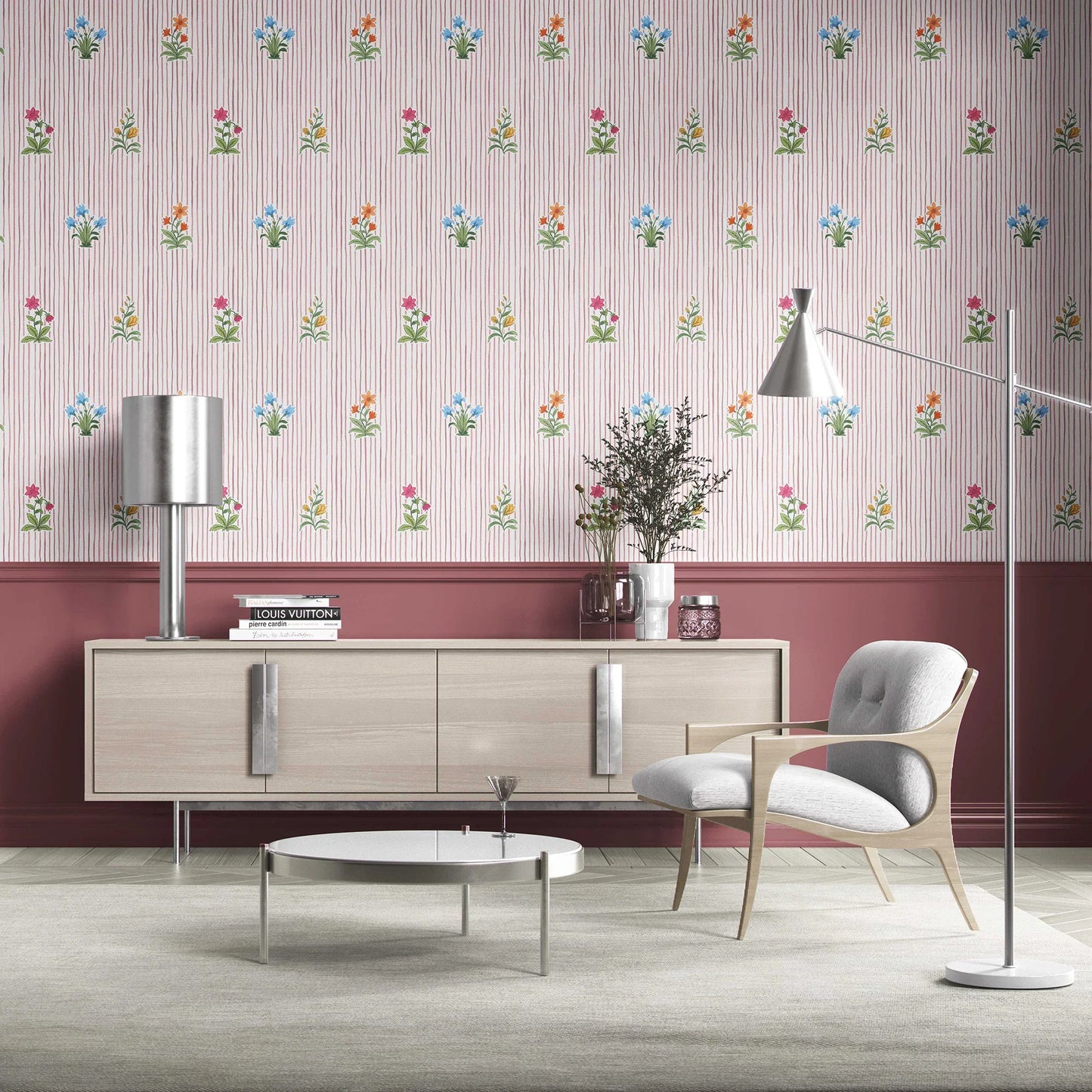Phoolrekha Wallpaper - Rose Stripe
