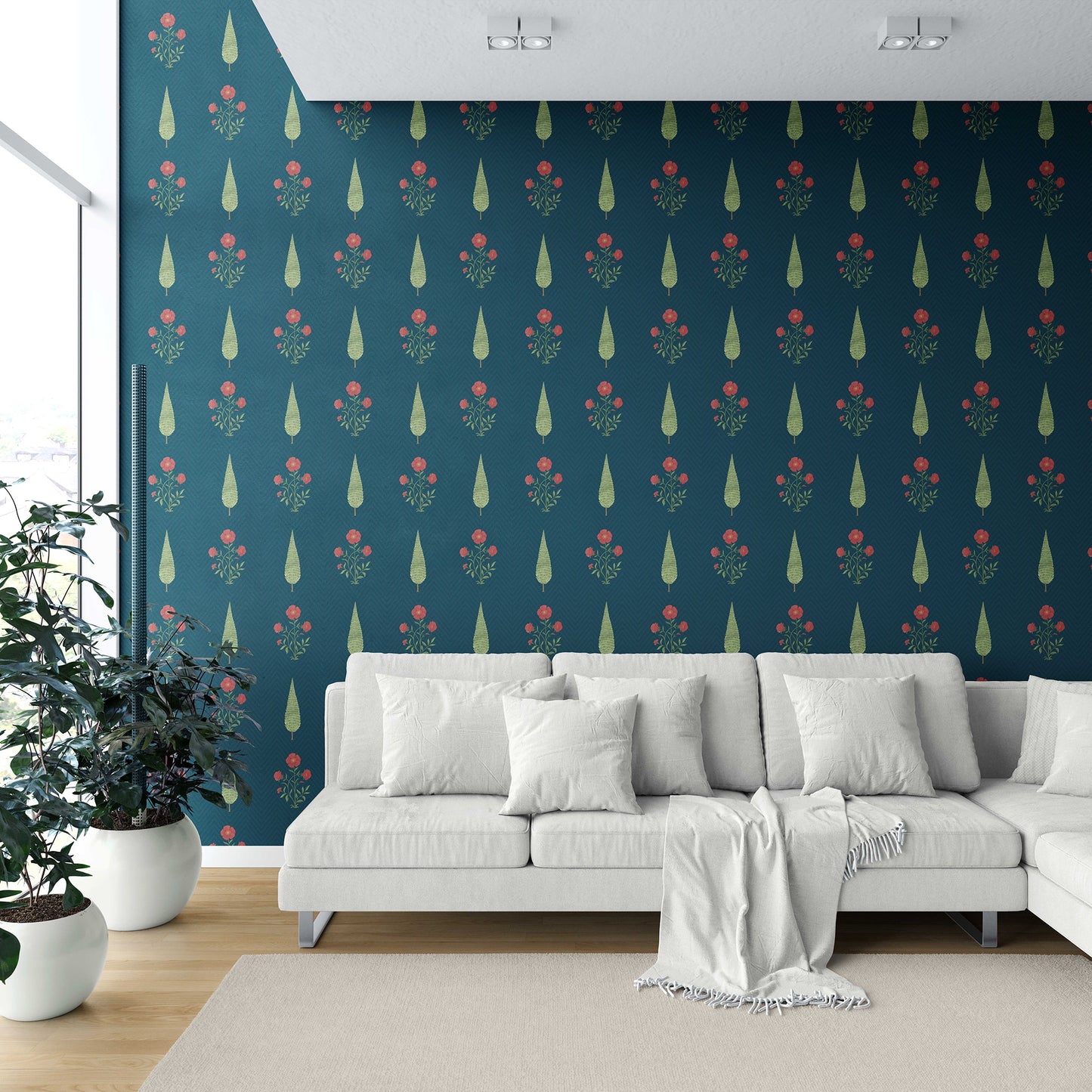 Shahgul Wallpaper - Teal Serenity