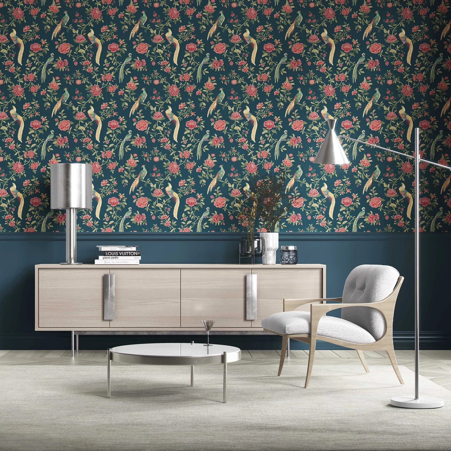 Mayur Baag Wallpaper - Teal Bloom