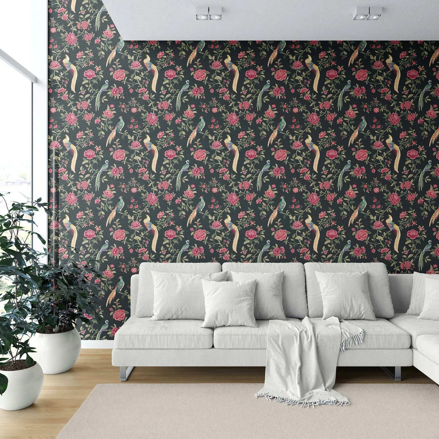 Mayur Baag Wallpaper - Charcoal Rose