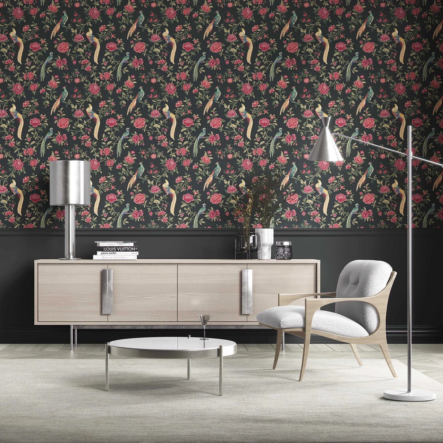 Mayur Baag Wallpaper - Charcoal Rose