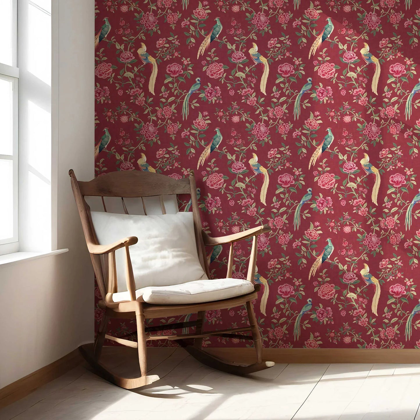 Mayur Baag Wallpaper - Crimson Bloom