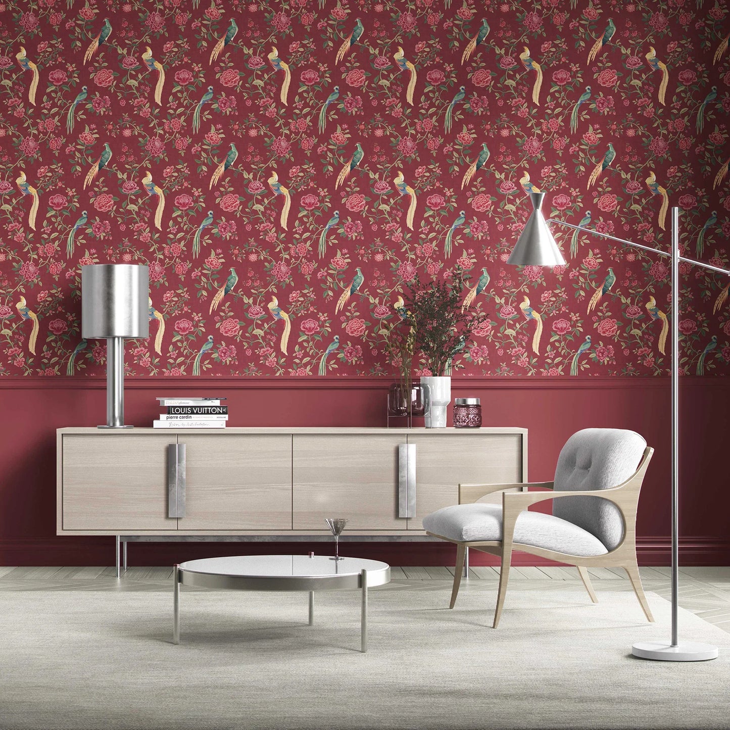 Mayur Baag Wallpaper - Crimson Bloom