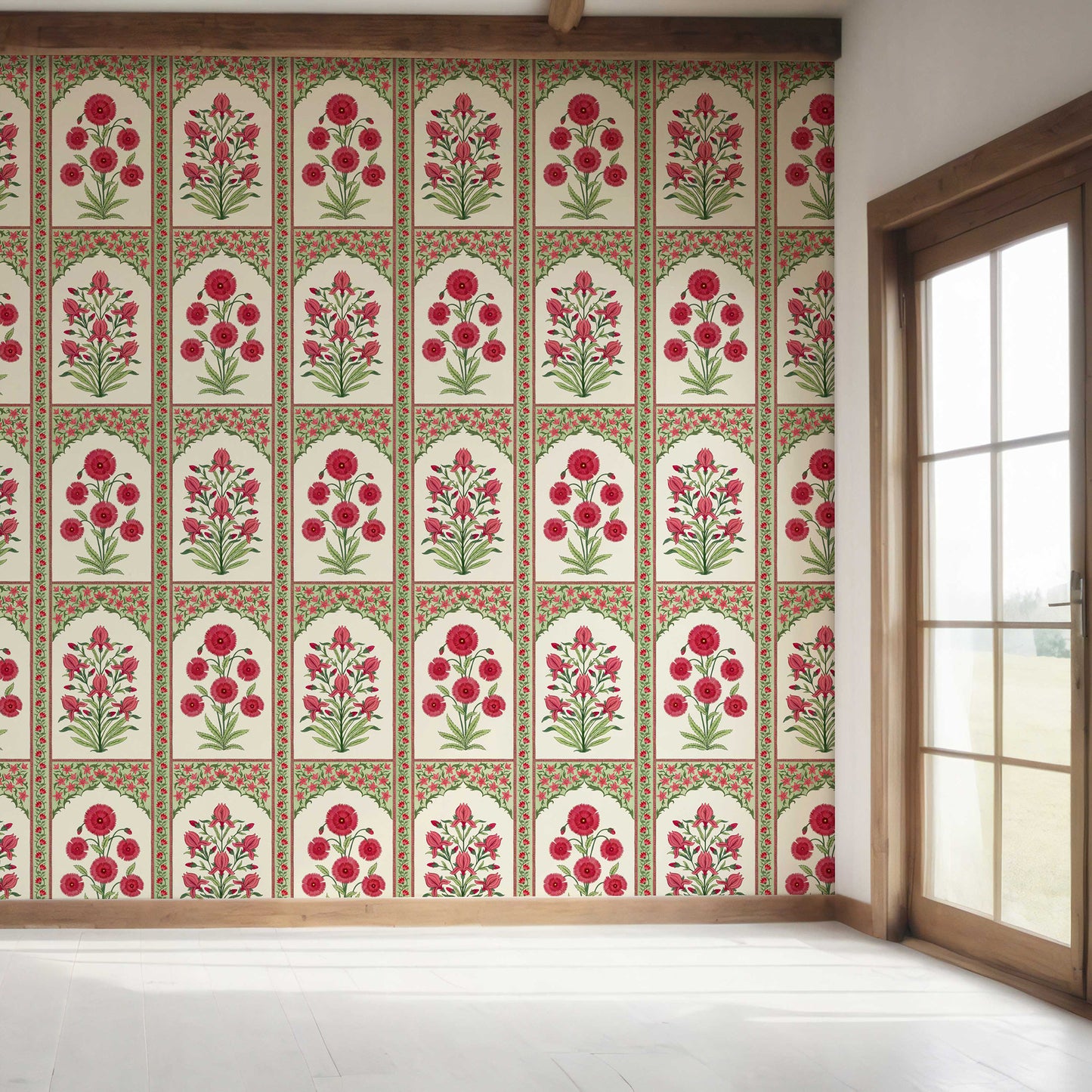 Gulzaar Mahal Wallpaper - Rosette Bloom
