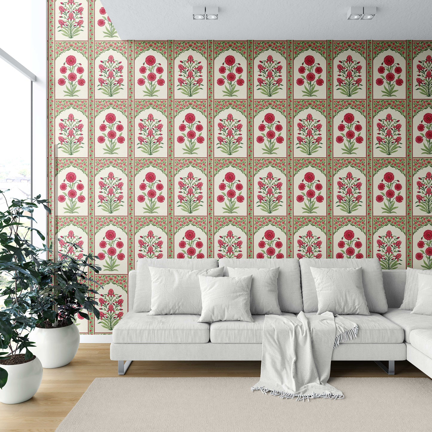Gulzaar Mahal Wallpaper - Rosette Bloom