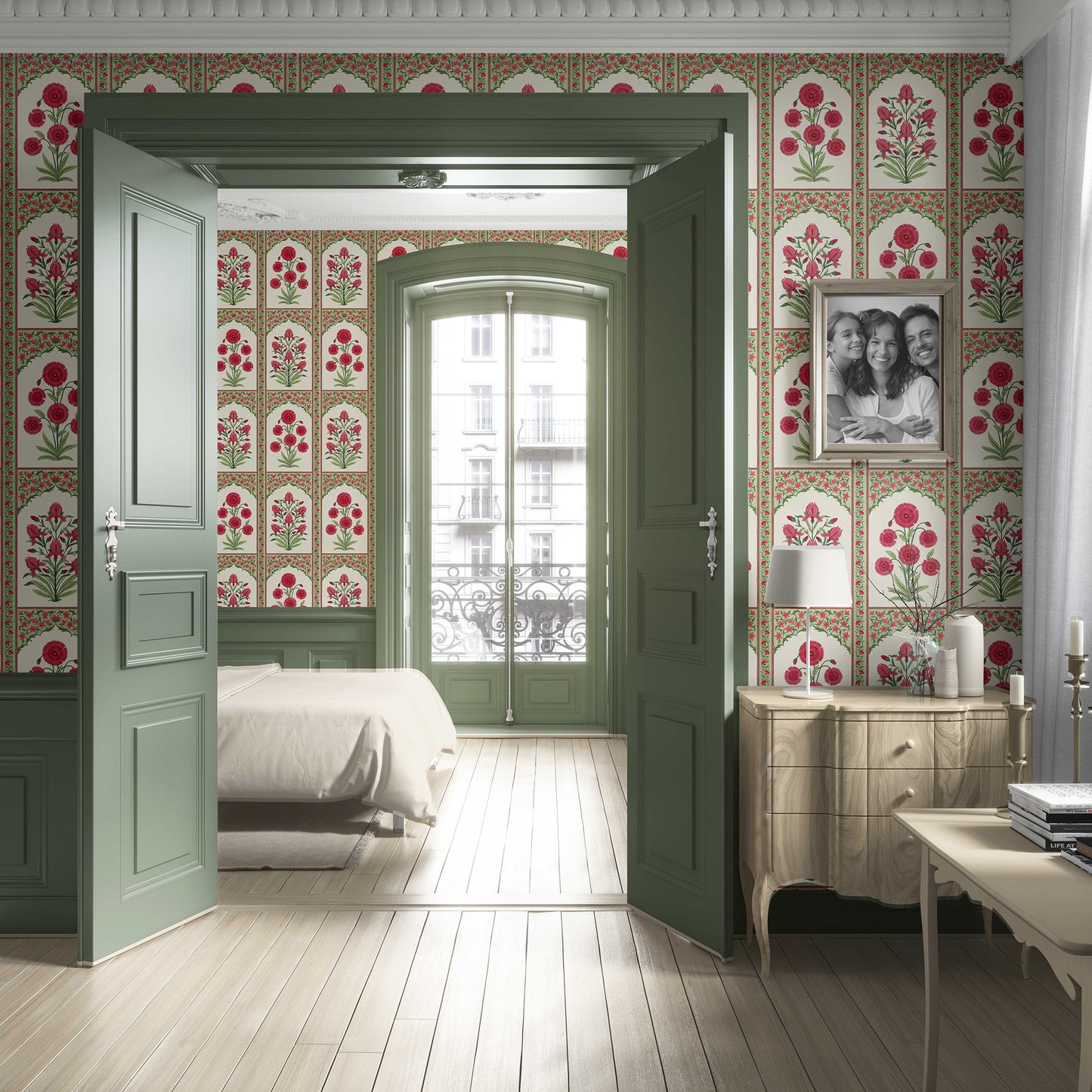 Gulzaar Mahal Wallpaper - Rosette Bloom