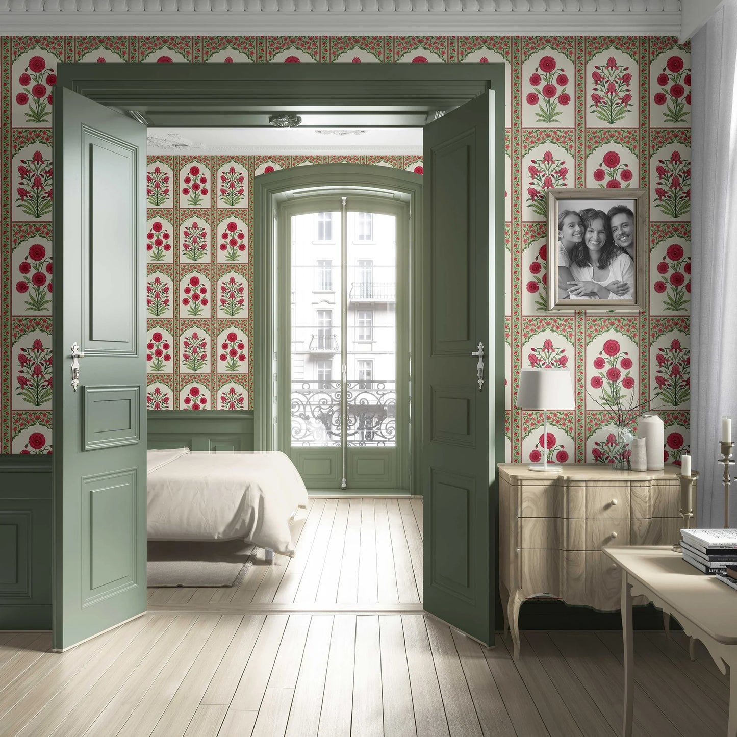 Gulzaar Mahal Wallpaper - Rosette Bloom