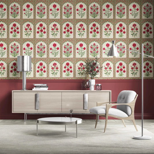 Gulzaar Mahal Wallpaper - Poppy Charm
